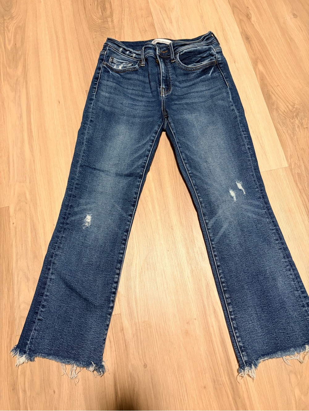 Flying Monkey Dark Blue Distressed Wide Leg Jeans